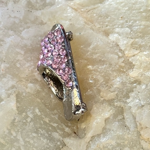 An Adorable Pink Rhinestones Sandal Brooch - Picture 11 of 12